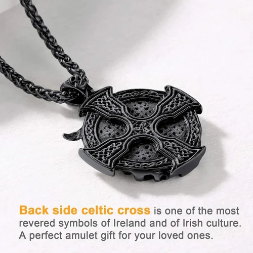Vista 6 de U7 Wiccan Necklace Pagan Pendant Men Women Stainless SteelBlack18K Gold Plated PentagramNorse VikingRaven Occult Necklaces