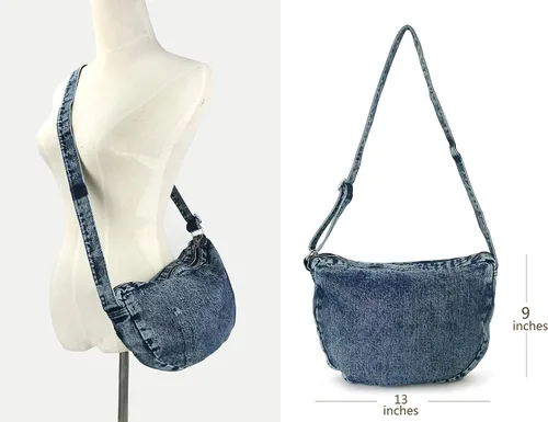 Vista 4 de Denim Indigo Hobo Cross Body Bag Bolso de hombro para mujer