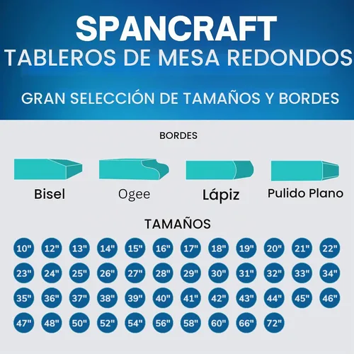 Vista 6 de Mesa redonda de vidrio de 12 pulgadas de grosor con borde biselado y vidrio templado