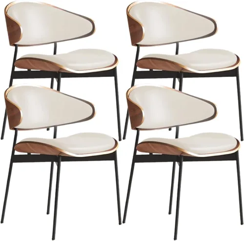 Vista 22 de YVYKFZD Juego de sillas de comedor de mediados de siglo, silla de comedor con respaldo curvado y patas de metal, sillas de cocina tapizadas de Negro