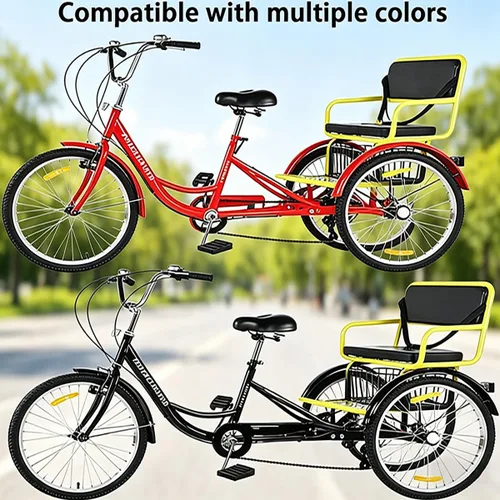 Vista 7 de Triciclo para adultos de 24 pulgadas, 7 velocidades, 3 ruedas con cestas traseras para mujeres/hombres/personas mayores, picnic, ejercicio, compras