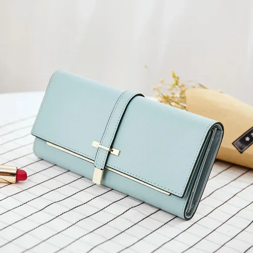 Vista 2 de CLUCI Cartera de cuero para mujer diseño delgado triple tarjetero para tarjetas de crédito Classic