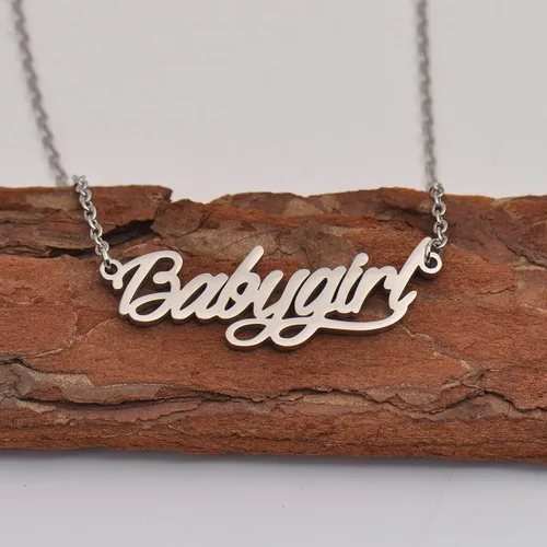 Vista 5 de Collar con colgante de placa de nombre personalizado, de acero inoxidable
