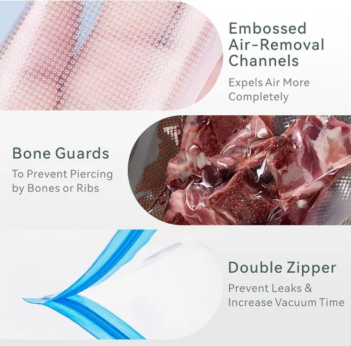 Vista 4 de Sous Vide - Bolsas reutilizables de 30 unidades, bolsas reutilizables de sellado al vacío (S+M+L) compatibles con alimentos para cocinas Anova