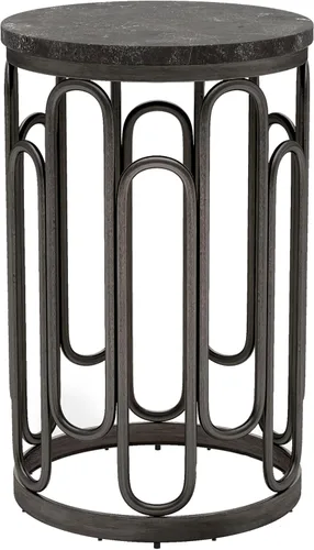 Vista 10 de Furniture of America Davis - Juego de mesa moderno de 3 piezas con parte superior de mármol, patas de metal resistentes y estante abierto para sala