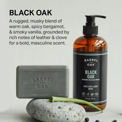 Vista 5 de Barrel & Oak Lavado todo en uno para cara, cabello y cuerpo, vegano e hidratante para la cara, champú y gel de baño para hombres, kit de aseo