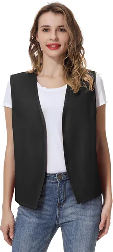 Vista 2 de TopTie Chaleco unisex sin bolsillo, chaleco victoriano, chaleco campesino, chaleco de trabajo voluntario Negro1