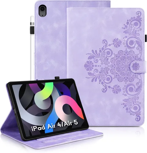 Vista 15 de Funda para tablet iPad Air de 11 pulgadas, diseño de diente de león con soporte para lápiz Apple, cierre magnético y recortes precisos, compatible