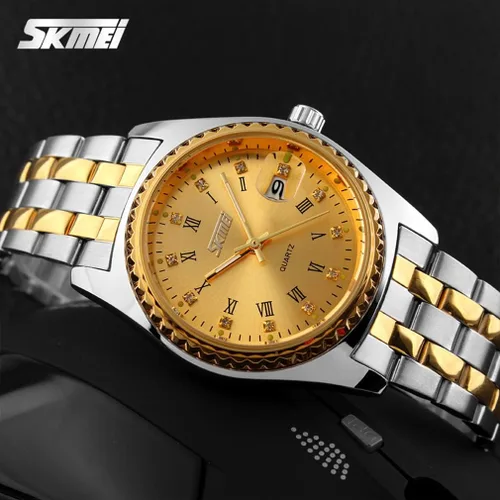 Vista 3 de SKMEI Watches for Couples Men and Women His and Hers Pair Watch Set Husband Wife Valentines Matching Wedding Gifts Classic Stainless Luxry Business
