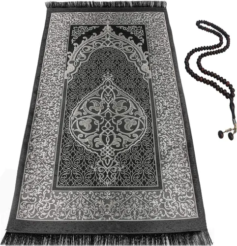 Vista 8 de BAYKUL Alfombra de oración musulmana, alfombras de oración islámicas turcas, grandes regalos de Ramadán, alfombra de oración para mujeres y hombres