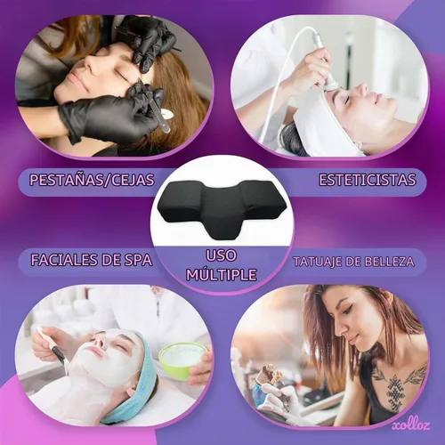 Vista 7 de Almohada de pestañas para extensiones de pestañas - Almohada de cama de espuma viscoelástica curvada, reposacabezas ergonómico con soporte