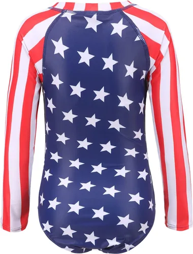 Vista 2 de Trajes de baño de una pieza para niñas de manga larga con protección solar UPF 50+