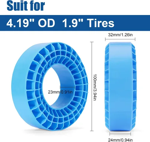 Vista 2 de INJORA Espuma de inserciones de goma de silicona para neumáticos de 4.173-4.252 in 1.9" (azul)
