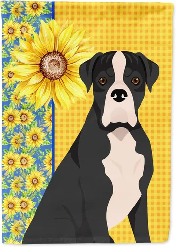 Vista 306 de Caroline's Treasures WDK5313GF Bandera de jardín con diseño de girasoles de verano, color negro y tostado, Airedale Terrier para buzón, bandera