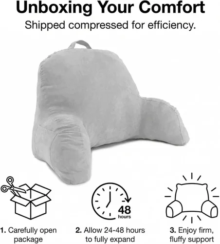 Vista 7 de Deluxe Comfort Reposo de cama de microgamuza - Almohada de respaldo con brazos - Almohada de descanso en cama - Tumbona de lectura - Almohada