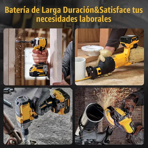 Vista 8 de Paquete de 4 baterías de repuesto de 8.0Ah para batería Dewalt de 20 V Max, compatible con DCB206 DCB200 DCB201 DCB204 2-Amarillo