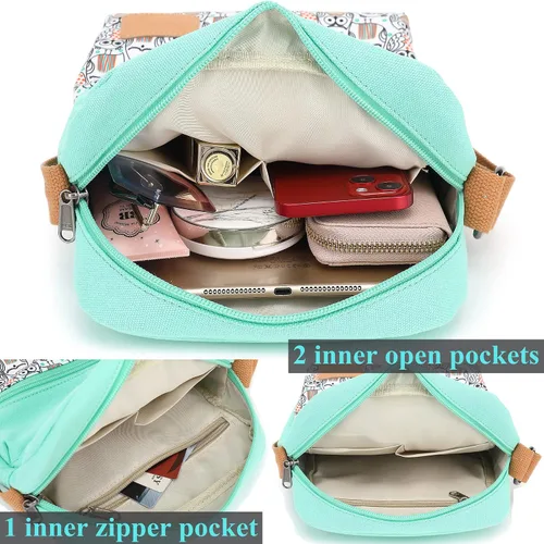 Vista 3 de Leaper - Juego de estuche y cartera bandolera de lona para niñas y mujeres