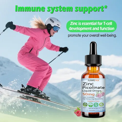 Vista 4 de Picolinato de zinc 50 mg gotas líquidas, suplementos de zinc quelatado para hombres, mujeres y niños, apoyan la salud inmunológica de la piel ocular