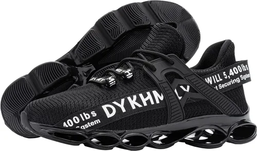 Vista 2 de DYKHMILY Zapatos de punta de acero para mujer, ligeros, acolchados, antideslizantes, transpirables, indestructibles, zapatos de trabajo, zapatos
