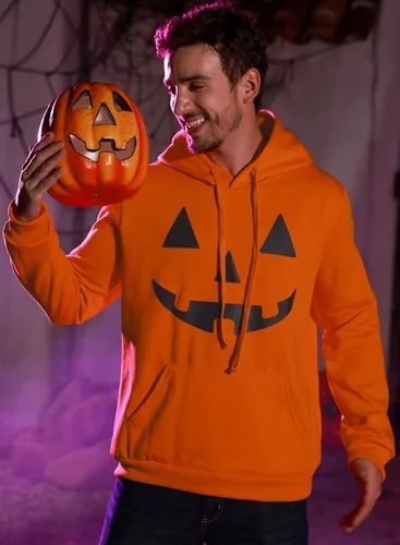 Vista 5 de Arvilhill Sudadera con capucha divertida de calabaza para hombre con disfraz de Halloween