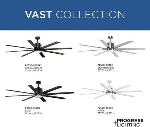 Vista 16 de Vast Collection Ventilador de techo moderno de bronce de 8 aspas de 72 pulgadas