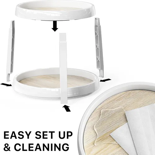 Vista 5 de Simple Houseware Organizador de especias Lazy Susan de 2 niveles, 10 pulgadas de diámetro, arce