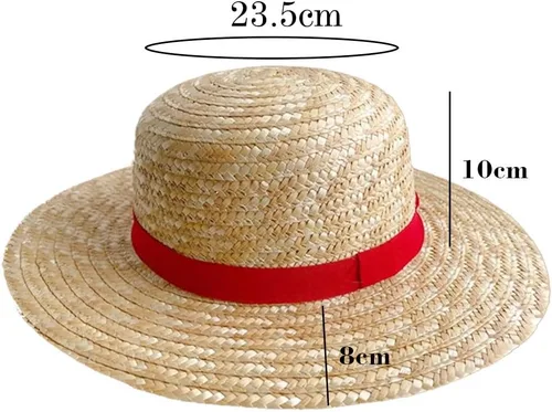Vista 6 de Ruffy Sombrero de paja Verano Playa Sombrero de sol One P. Collar PU Pulsera 3 piezas