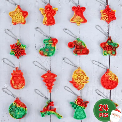 Vista 7 de Paquete de 24 Mini Juguetes Pop Fidget de Navidad para Niños Niñas Niños Pequeños Rellenos de Calcetines de Navidad Obsequios para Fiestas Alivio