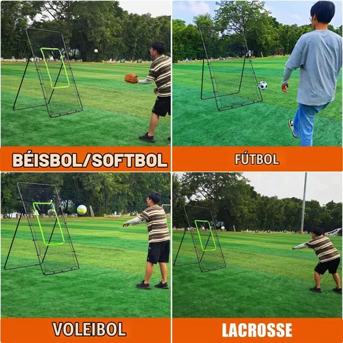 Vista 5 de 4x7ft Adjustable Volleyball Rebounder with Volleyball and Bag for Practice