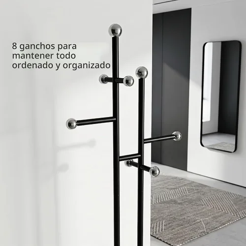 Vista 3 de Perchero de dormitorio independiente, base de mármol blanco Negro y blanco