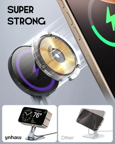 Vista 3 de Soporte de cargador inalámbrico magnético para cargador Mag-Safe, soporte de carga inalámbrico plegable de 15 W máximo hecho para iPhone
