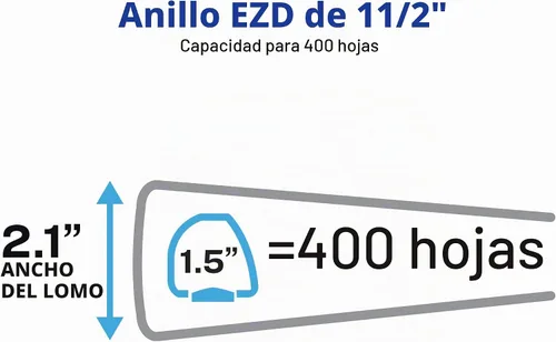 Vista 2 de Avery 79803 - Carpeta resistente antiadherente, anillos EZD, vista de referencia, 8 cm, azul marino, Rojo 1.5
