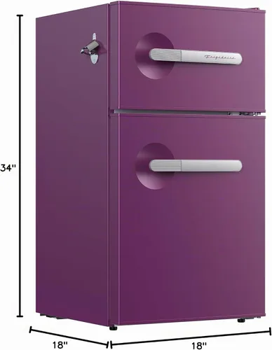 Vista 6 de Frigidaire, Refrigerador compacto de 3.1 pies cúbicos de la serie Retro de 2 puertas, abrebotellas lateral integrado, color morado