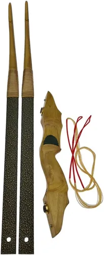 Vista 6 de Arco recurvo tradicional de tiro con arco para caza, arco largo hecho a mano para disparar, arco de caballo mongol de madera, 30-50 libras