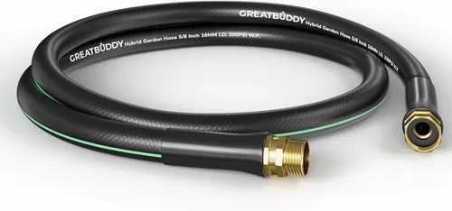Vista 11 de GreatBuddy Manguera de jardín de 3 pies, 5/8 pulgadas, manguera híbrida resistente, flexible y ligera, explosión de 600 PSI con accesorios de latón