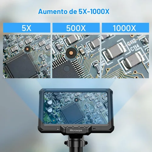 Vista 8 de Leanking Microscopio digital para adultos y niños, microscopios de lupa de monedas de pantalla de 7 pulgadas para monedas de error, PCB, errores
