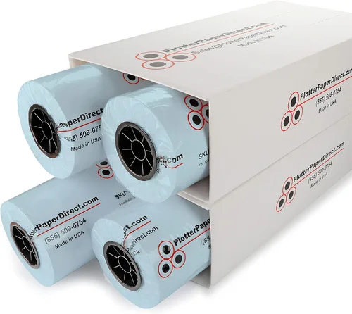 Vista 9 de Plotter Paper Direct (20 libras, color azul, 2 rollos, núcleo de 2 pulgadas, 24 pulgadas x 300 pies) para impresión CAD en impresoras de chorro