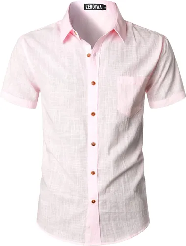Vista 13 de ZEROYAA Camisas casuales de algodón ligero con botones para hombre aguamarina (Aqua Sky)