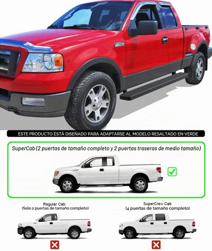 Vista 2 de iBoard - Estribos para Ford F150 2004 a 2008 Super Cab (Excl. Heritage), 6 pulgadas, Negro