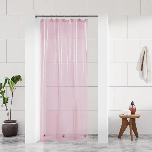 Vista 94 de Barossa Design - Forro de cortina estrecho de PEVA para ducha, con 3 imanes, impermeable, para cabina de baño pequeña, sin PVC, ojales metálicos