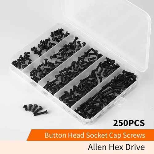 Vista 5 de Tornillos de cabeza de botón M3 x 6 mm, 8 mm, 10 mm, 12 mm, 16 mm, tornillos de cabeza de botón, acero de aleación de grado 10.9, acabado de óxido