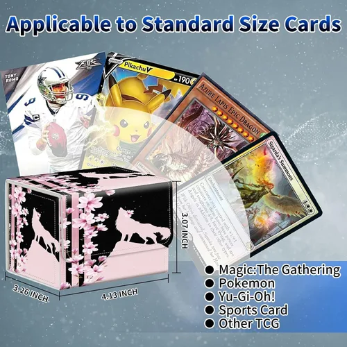 Vista 2 de MTG Commander - Caja de cartas intercambiables, más de 100 tarjetas con funda con funda de piel sintética, caja de almacenamiento de tarjetas