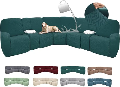 Vista 93 de Fundas de sofá reclinable seccional 100% impermeables para sofá reclinable en forma de L, funda de sofá modular de esquina en forma de L, fundas