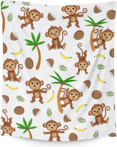 Vista 16 de Manta de mono para niñas pequeñas, tamaño de regazo de 30 x 40 pulgadas, manta de felpa suave y peluda para regalo, manta negra linda para cama, sofá