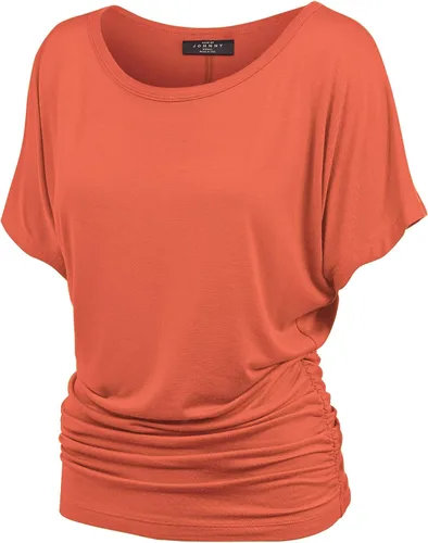 Vista 37 de Made By Johnny Camiseta de manga corta Dolman con cuello barco y dobladillo curvado para mujer, ajuste holgado Wt1037_aqua