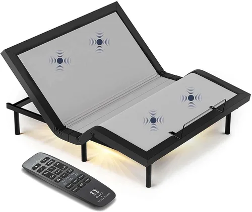 Vista 8 de Clara Clark Marco de cama ajustable, marco de cama de masaje ajustable, base de cama ajustable para masaje de cabeza y pies, control remoto