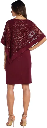 Vista 2 de R&M Richards Vestido poncho corto con cordones para mujer, talla grande