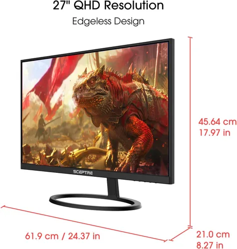 Vista 3 de Sceptre - Monitor IPS de 27 pulgadas, 2K, 2560 x 1440p, QHD, 75Hz, DisplayPort HDMI, 99% sRGB, altavoces integrados, color negro máquina (E275W-QPT)