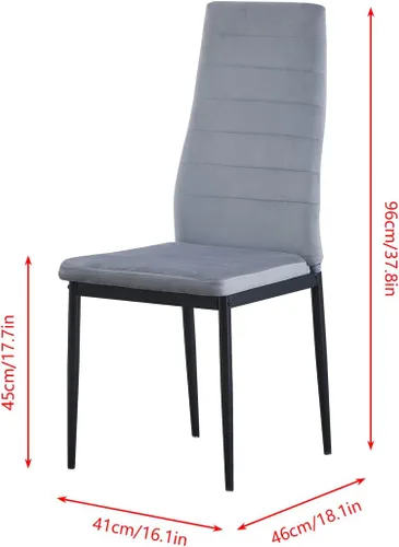 Vista 6 de Juego de 4 mesas y sillas de comedor de cristal moderno de 5 piezas para cocina pequeña, mesa rectangular de vidrio templado y 4 sillas de comedor