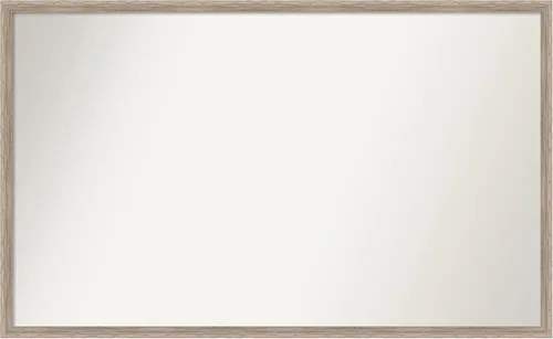 Vista 95 de Amanti Art Espejo de baño blanco para sobre el fregadero, 24 x 27 pulgadas, espejo de tocador rectangular con cuña de madera dura, marco de madera